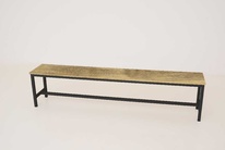 Šatníková lavica kov-lamino, dĺžka 1200 mm, čierna - dub Baroque Gold