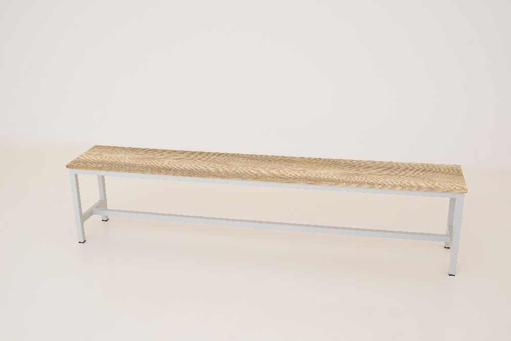 Šatníková lavica kov-lamino, dĺžka 1500 mm, šedá - jaseň Blonde Surfside