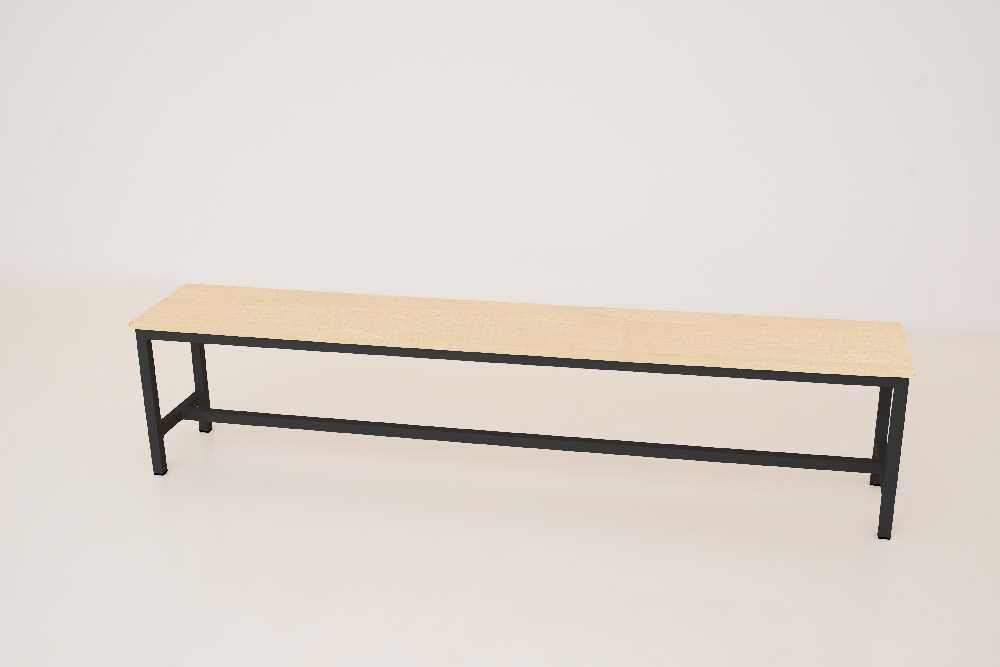 Šatníková lavica kov-lamino, dĺžka 1500 mm, čierna - breza