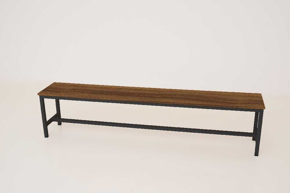 Šatníková lavica kov-lamino, dĺžka 1500 mm, čierna - orech
