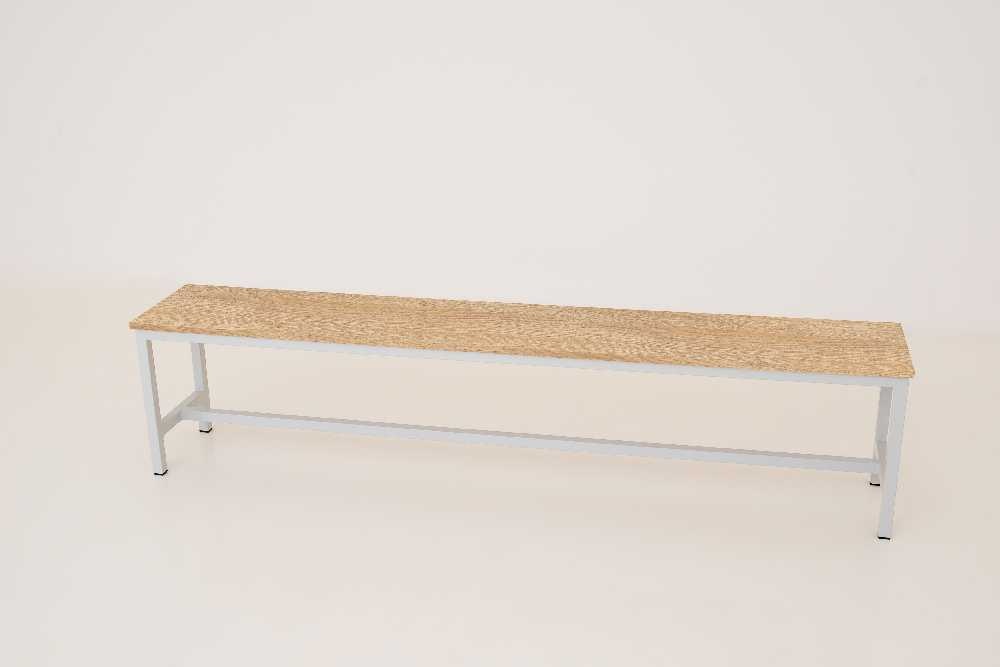 Šatníková lavica kov-lamino, dĺžka 2000 mm, šedá - dub Nagano