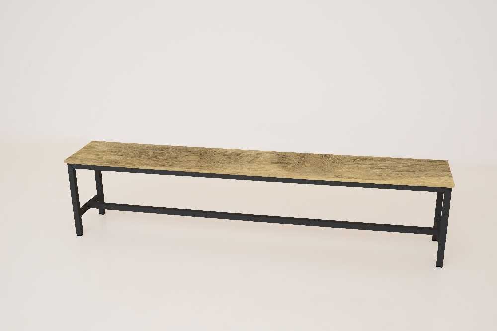 Šatníková lavica kov-lamino, dĺžka 2000 mm, čierna - dub Baroque Gold