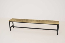 Šatníková lavica kov-lamino, dĺžka 2000 mm, čierna - dub Baroque Gold