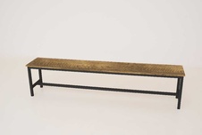Šatníková lavica kov-lamino, dĺžka 2000 mm, čierna - dub Baroque Amber