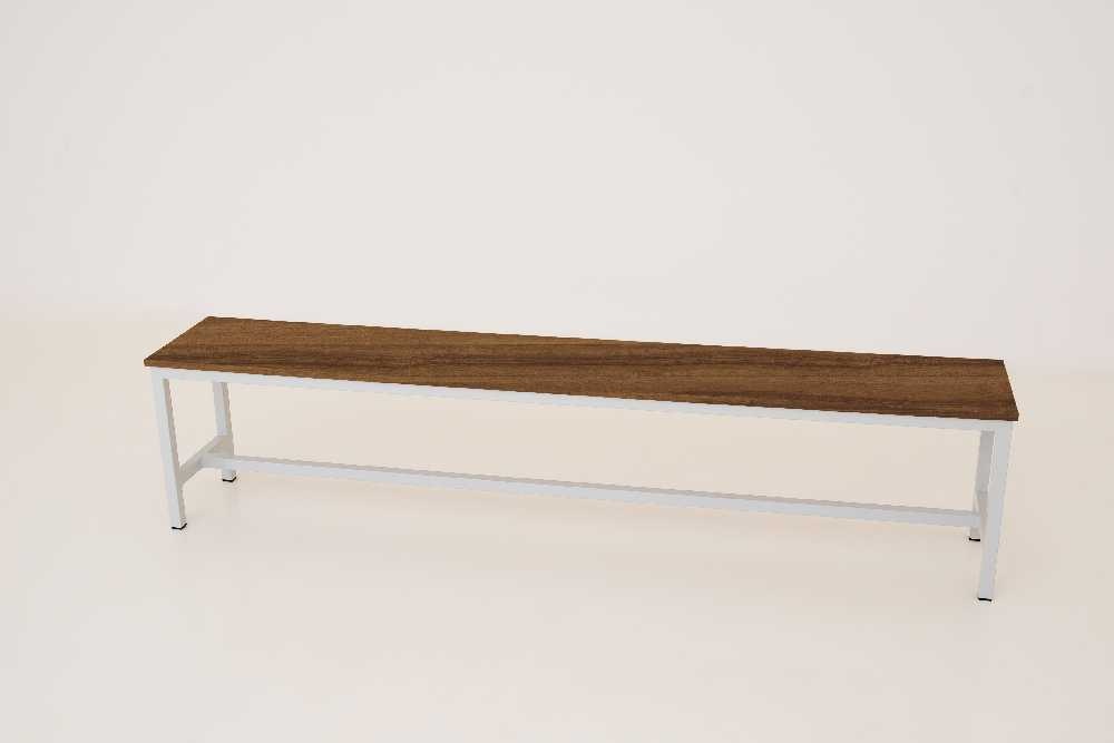 Šatníková lavica širší kov-lamino, dĺžka 2000 mm, šedá - orech