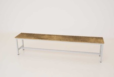Šatníková lavica širší kov-lamino, dĺžka 2000 mm, šedá - dub Baroque Amber