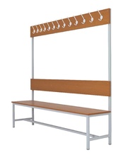Šatníková lavica s 8 vešiakmi kov-lamino, dĺžka 1200 mm, šedá - čerešňa