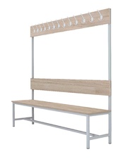Šatníková lavica s 8 vešiakmi kov-lamino, dĺžka 1200 mm, šedá - orech Light Rockrord