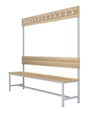 Šatníková lavica s 8 vešiakmi kov-lamino, dĺžka 1200 mm, šedá - jaseň Blonde Surfside