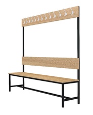 Šatníková lavica s 8 vešiakmi kov-lamino, dĺžka 1200 mm, čierna - dub Nagano