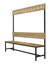 Šatníková lavica s 8 vešiakmi kov-lamino, dĺžka 1200 mm, čierna - dub Baroque Gold