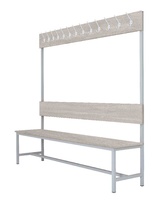 Šatníková lavica s 10 vešiakmi kov-lamino, dĺžka 1500 mm, šedá - betón