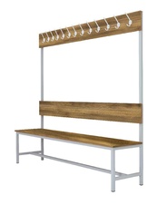 Šatníková lavica s 10 vešiakmi kov-lamino, dĺžka 1500 mm, šedá - dub Baroque Amber