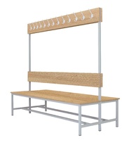Šatníková lavica obojstranná s 16 vešiakmi kov-lamino, dĺžka 1200 mm, šedá - dub Nagano