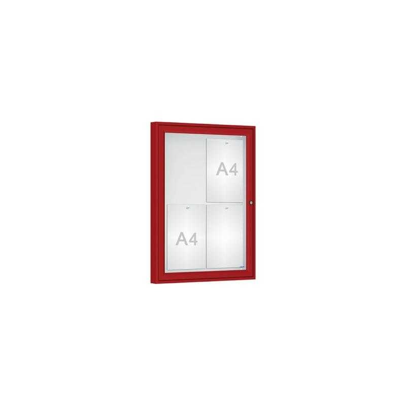 Vonkajšia vitrína Classique, 4 x A4, plexi, červena