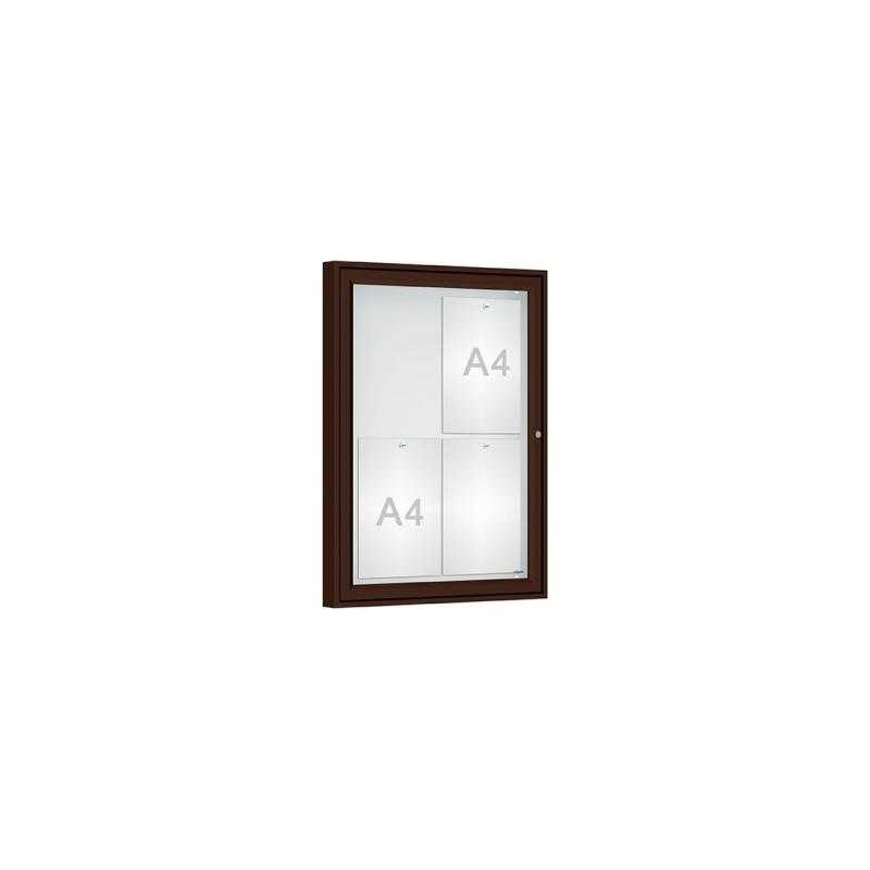 Vonkajšia vitrína Classique, 4 x A4, plexi, hneda