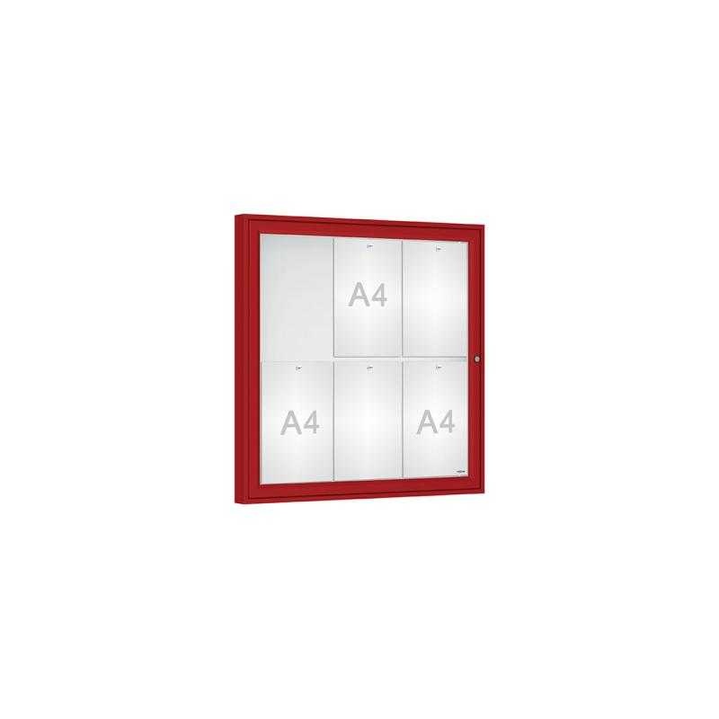 Vonkajšia vitrína Classique, 6 x A4, plexi, červena