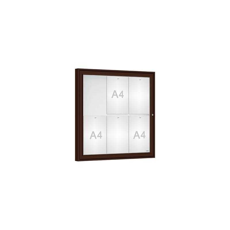 Vonkajšia vitrína Classique, 6 x A4, plexi, hneda