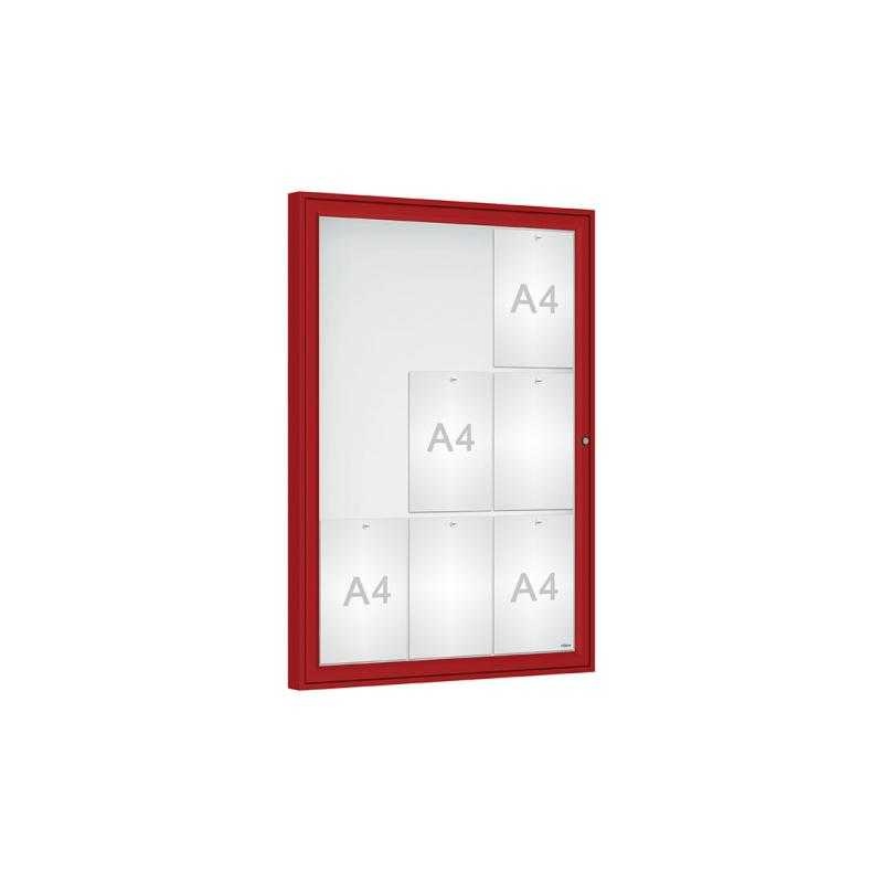 Vonkajšia vitrína Classique, 9 x A4, plexi, červena