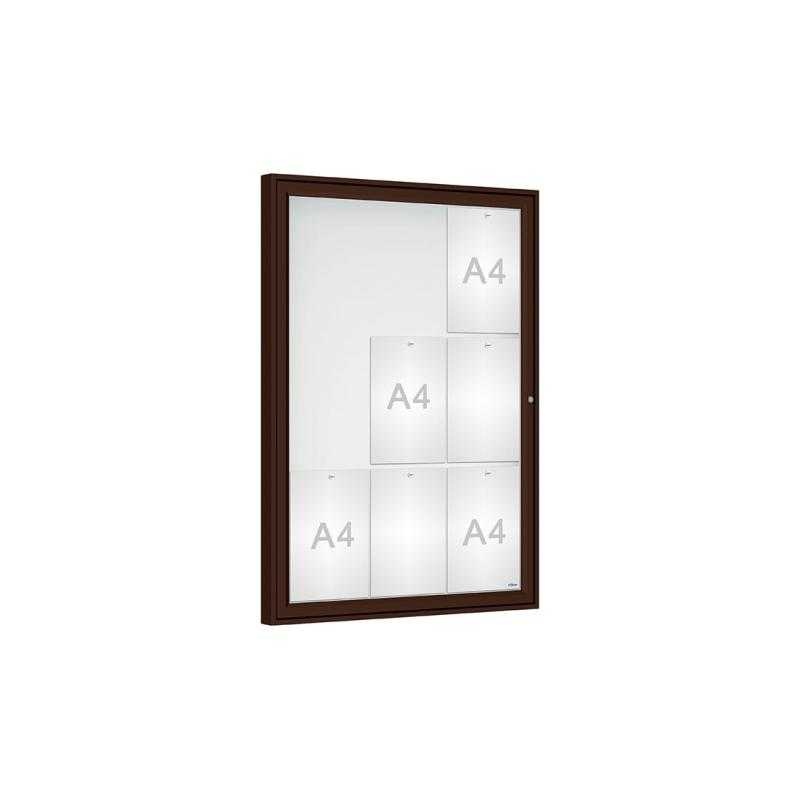Vonkajšia vitrína Classique, 9 x A4, plexi, hneda
