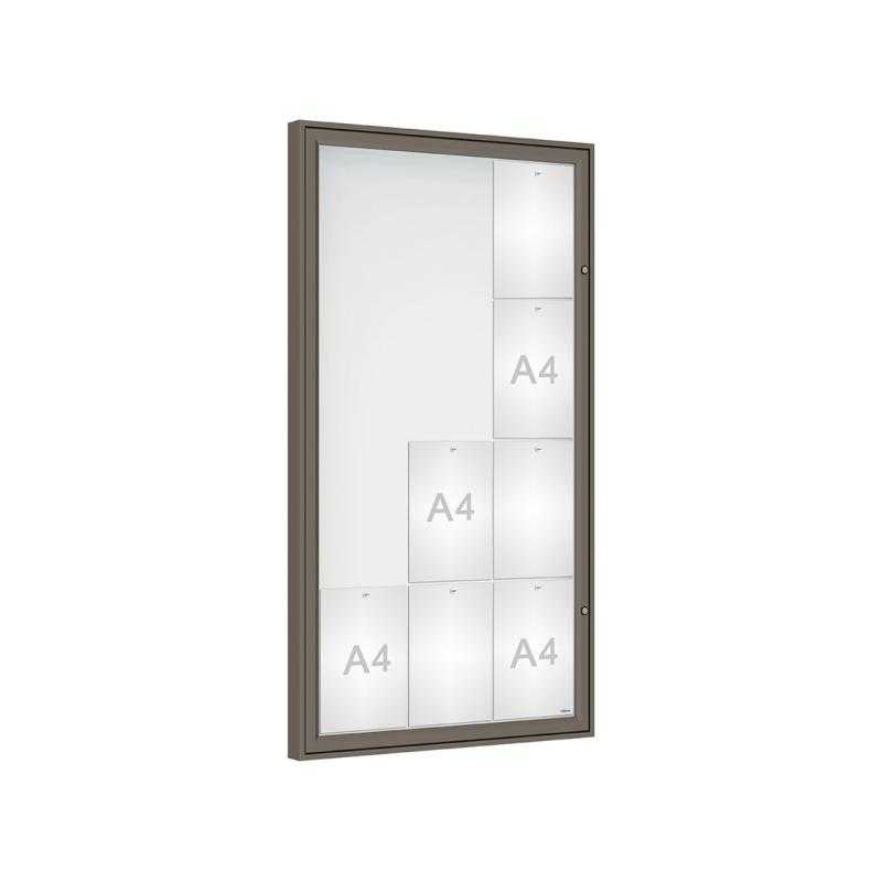 Vonkajšia vitrína Classique, 12 x A4, plexi, šeda PRO