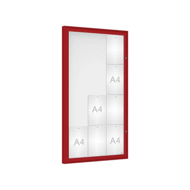 Vonkajšia vitrína Classique, 12 x A4, plexi, červená