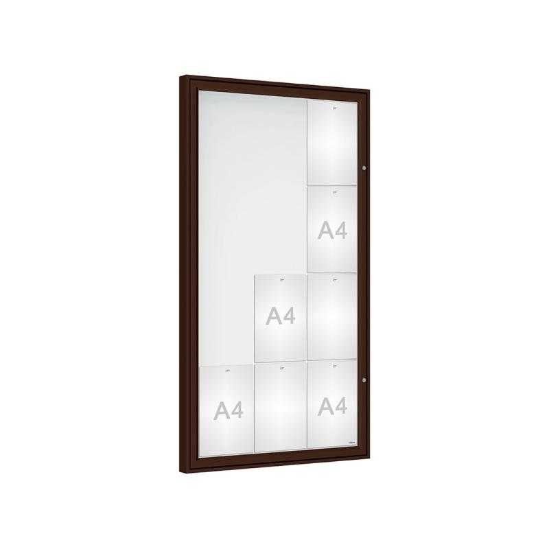 Vonkajšia vitrína Classique, 12 x A4, plexi, hneda
