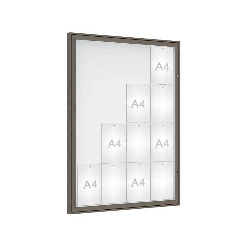 Vonkajšia vitrína Classique, 16 x A4, plexi, šeda PRO