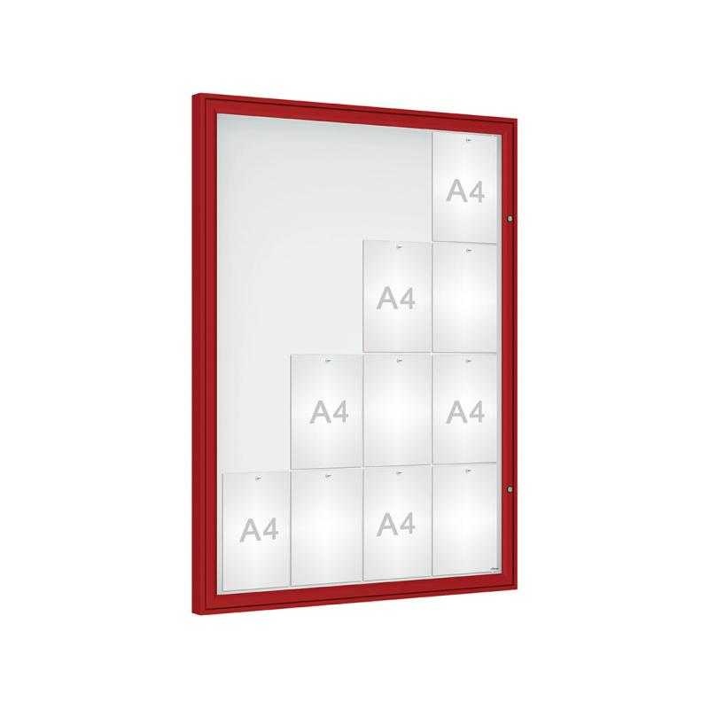 Vonkajšia vitrína Classique, 16 x A4, plexi, červena