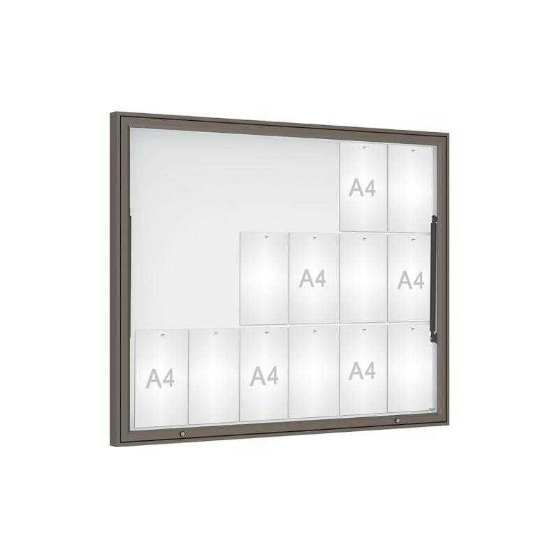 Vonkajšia vitrína Classique, 18 x A4, plexi, šeda PRO