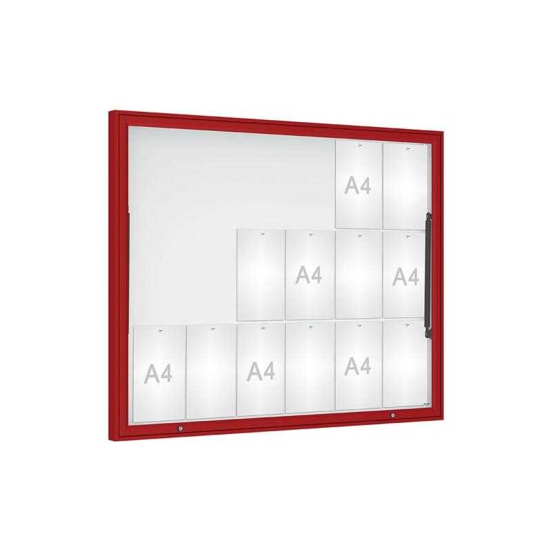 Vonkajšia vitrína Classique, 18 x A4, plexi, červena