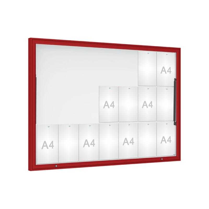 Vonkajšia vitrína Classique, 21 x A4, plexi, červena