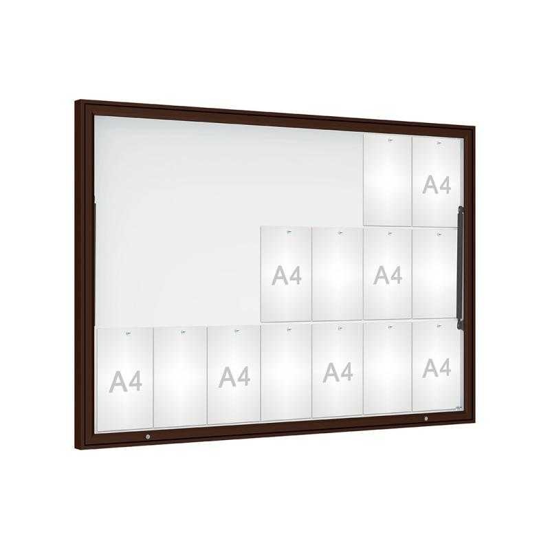 Vonkajšia vitrína Classique, 21 x A4, plexi, hneda