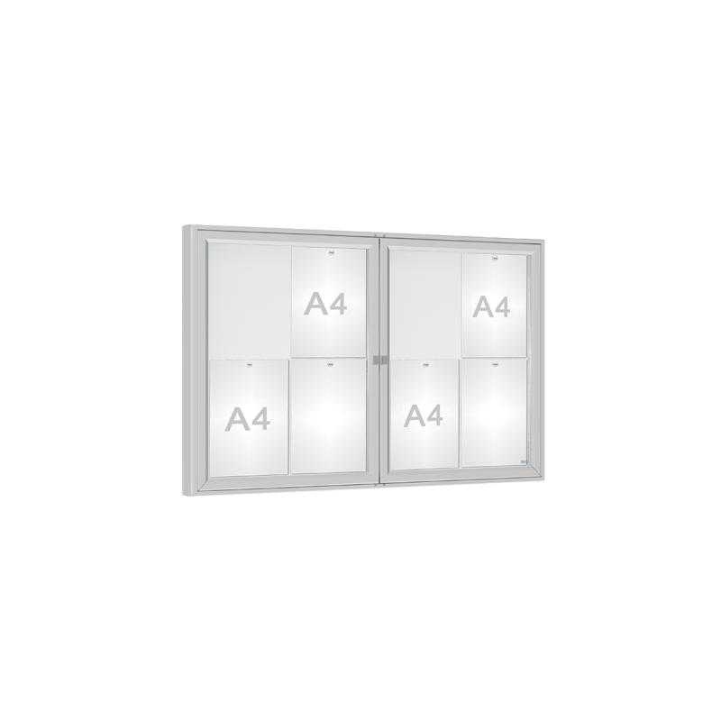 Venkovní vitrína model 1000 dojkrídla, 8 x A4, plexi, elox