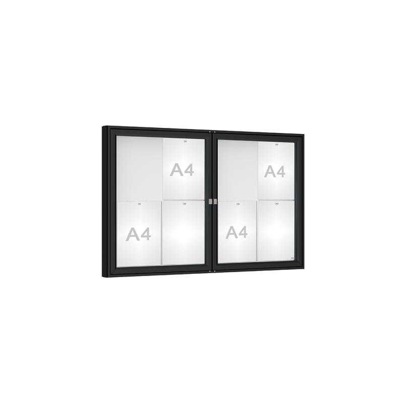 Venkovní vitrína model 1000 dojkrídla, 8 x A4, plexi, čierná