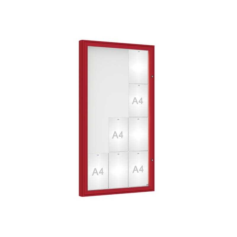 Venkovní vitrína model 1000, 12 x A4, plexi, červená