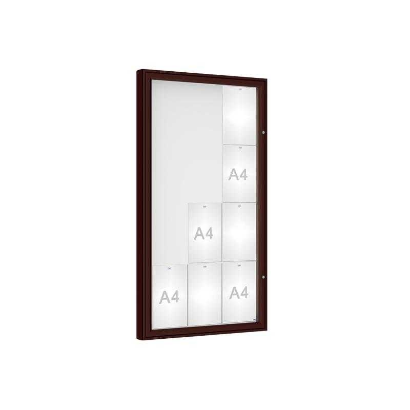 Venkovní vitrína model 1000, 12 x A4, plexi, hnedá