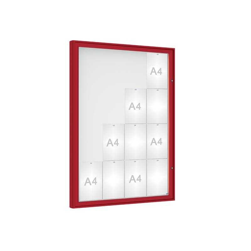 Venkovní vitrína model 1000, 16 x A4, plexi, červená