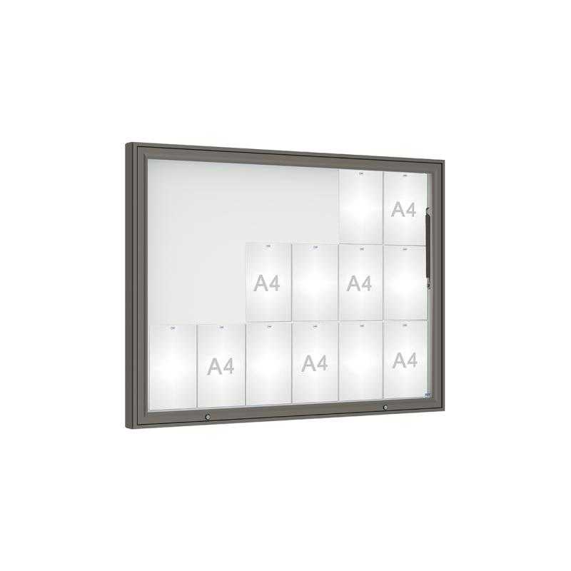 Venkovní vitrína model 1000, 18 x A4, plexi, šedá PRO