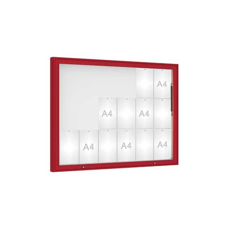 Venkovní vitrína model 1000, 18 x A4, plexi, červená