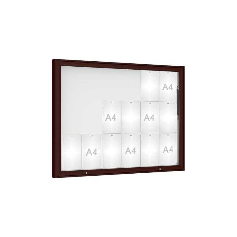 Venkovní vitrína model 1000, 18 x A4, plexi, hnedá