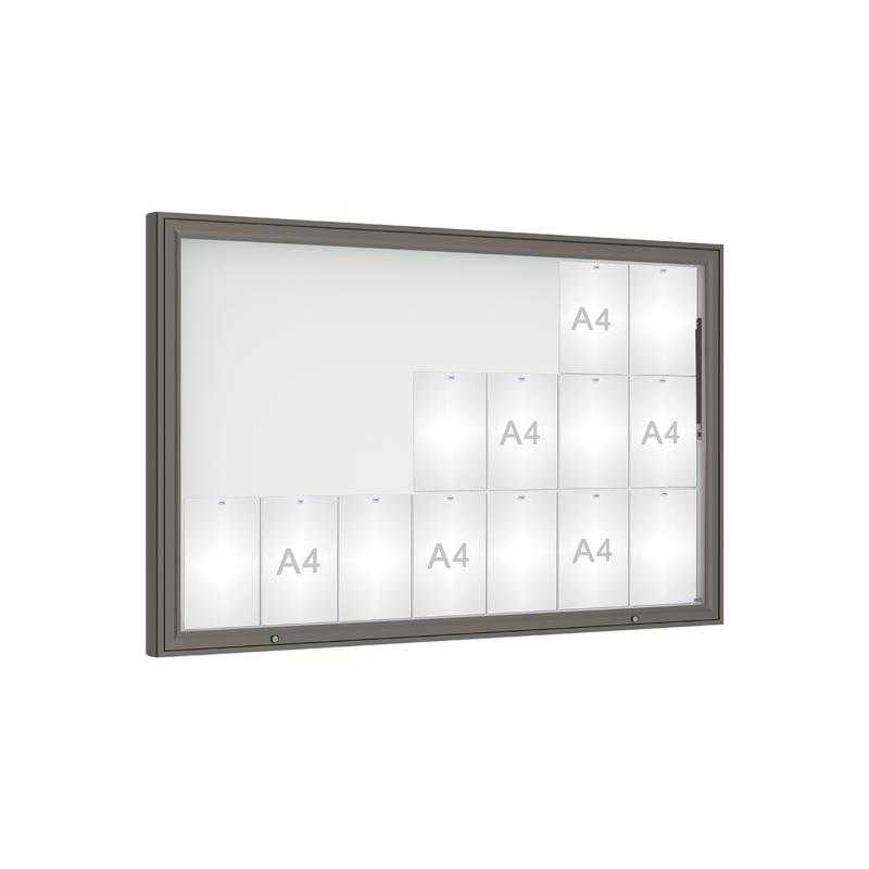 Venkovní vitrína model 1000, 21 x A4, plexi, šedá PRO