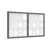 Venkovní vitrína model 1000 dojkrídla, 24 x A4, plexi, šedá PRO