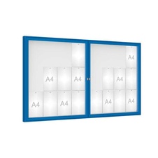 Venkovní vitrína model 1000 dojkrídla, 24 x A4, plexi, modrá