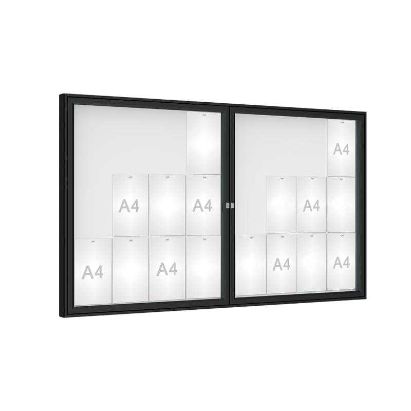 Venkovní vitrína model 1000 dojkrídla, 24 x A4, plexi, čierna