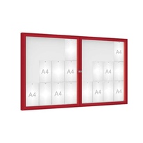 Venkovní vitrína model 1000 dojkrídla, 24 x A4, plexi, červená