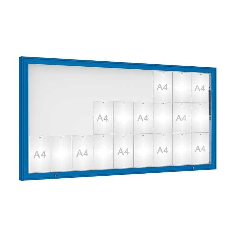 Venkovní vitrína model 1000, 27 x A4, plexi, modrá