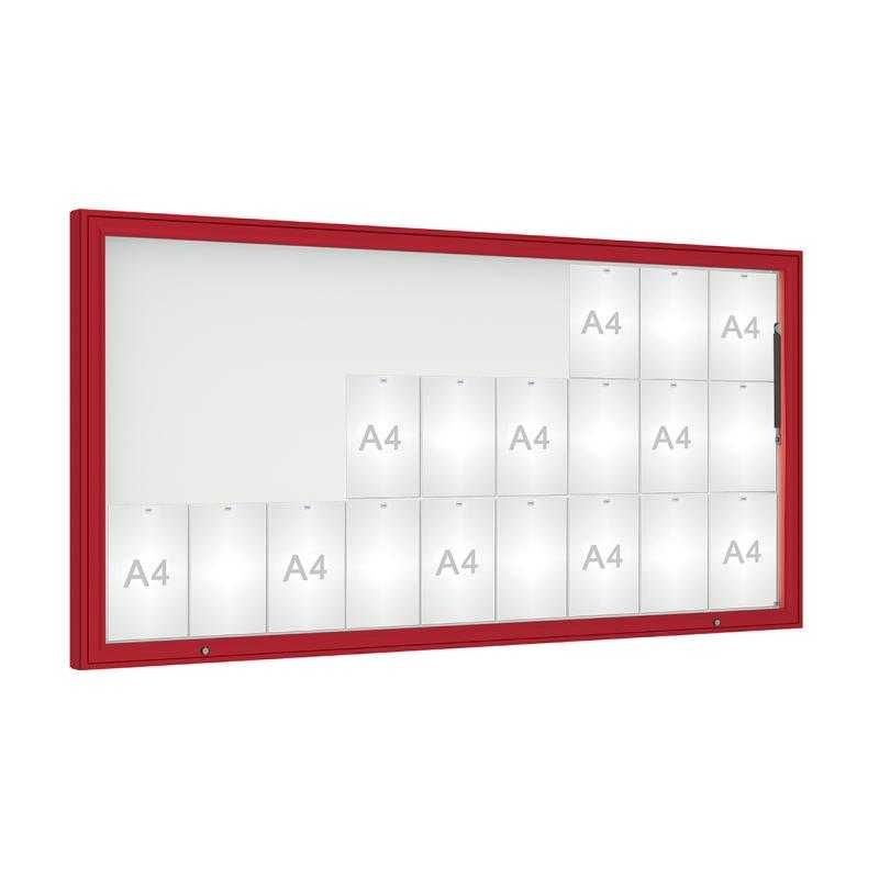 Venkovní vitrína model 1000, 27 x A4, plexi, červená
