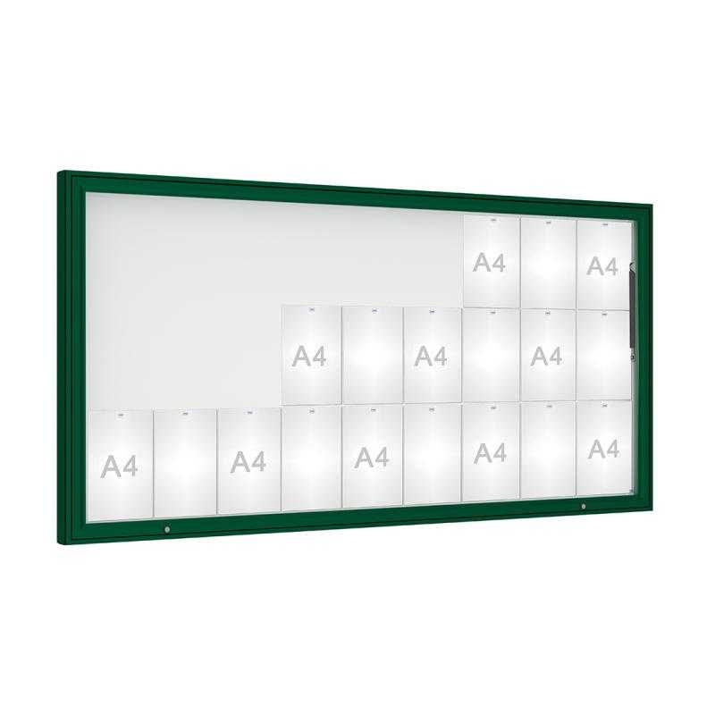 Venkovní vitrína model 1000, 27 x A4, plexi, zelená