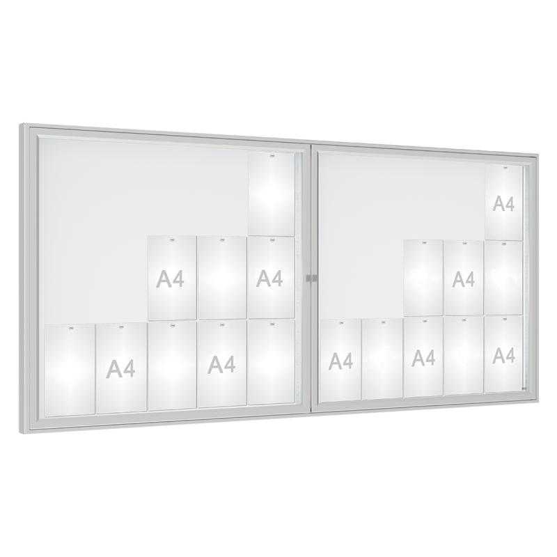 Venkovní vitrína model 1000 dojkrídla, 30 x A4, plexi, elox